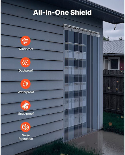 Vevor Transparent PVC Curtain Strip Height 2.1 m x Width 1.2 m x Thickness 2 mm 8 Pieces Curtain Strips Freezer Refrigerator Thermal Insulation Plastic Door Strips Warehouse Freezer Garage Doors