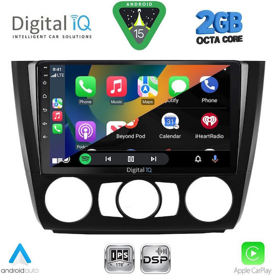 Digital IQ Car Audio System for BMW Series 1 2004-2013 with A/C (Bluetooth/USB/WiFi/GPS/Apple-Carplay/Android-Auto) with Touch Screen 9"