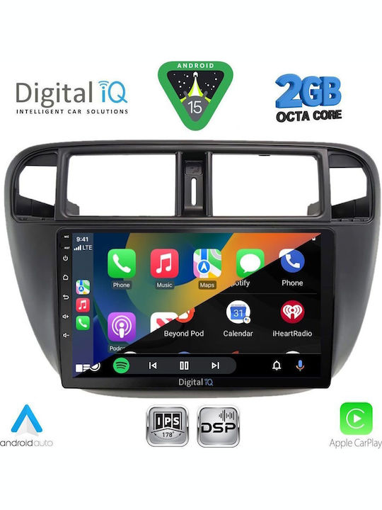 Digital IQ Car Audio System for Honda Civic 1995-2001 with Clima (Bluetooth/USB/WiFi/GPS/Apple-Carplay/Android-Auto) with Touch Screen 9"