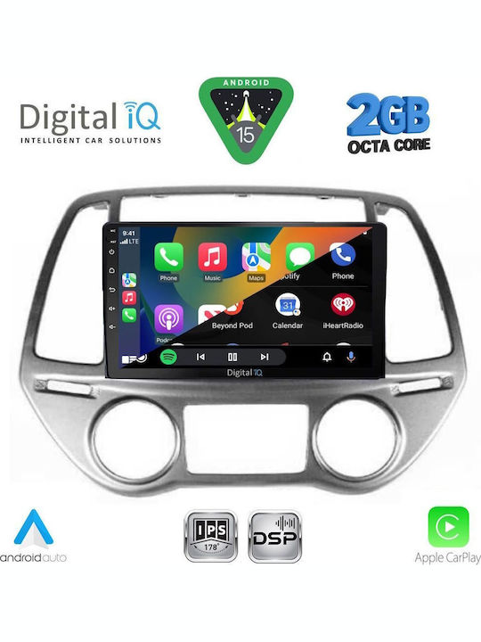 Digital IQ Auto-Audiosystem für Hyundai i20 2008-2012 mit A/C (Bluetooth/USB/WiFi/GPS/Apple-Carplay/Android-Auto) mit Touchscreen 9" DIGITAL IQ RSF 4227_CPA