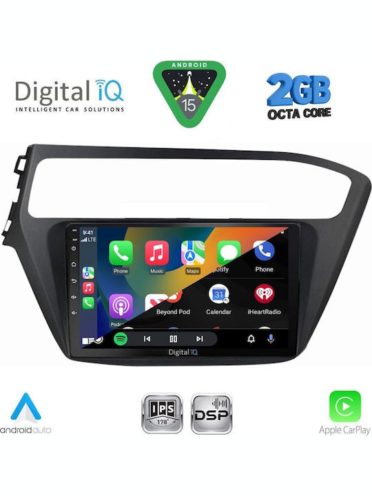 Digital IQ Auto-Audiosystem für Hyundai i20 2018-2021 (Bluetooth/USB/WiFi/GPS/Apple-Carplay/Android-Auto) mit Touchscreen 9"