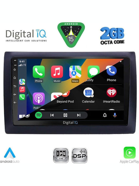 Digital IQ Car Audio System for Fiat Stilo 2001-2007 (Bluetooth/USB/WiFi/GPS/Apple-Carplay/Android-Auto) with Touch Screen 9"