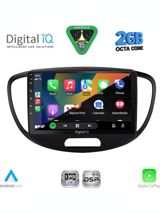 Digital IQ Car Audio System for Hyundai i10 2008-2013 (Bluetooth/USB/WiFi/GPS/Apple-Carplay/Android-Auto) with Touch Screen 9"
