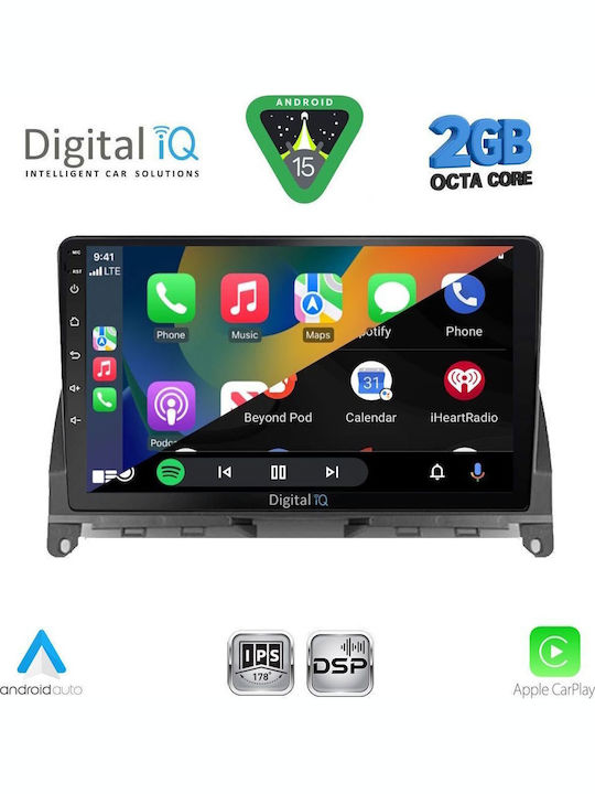 Digital IQ Car Audio System for Mercedes-Benz C Class 2007-2011 (Bluetooth/USB/WiFi/GPS/Apple-Carplay/Android-Auto) with Touch Screen 9"