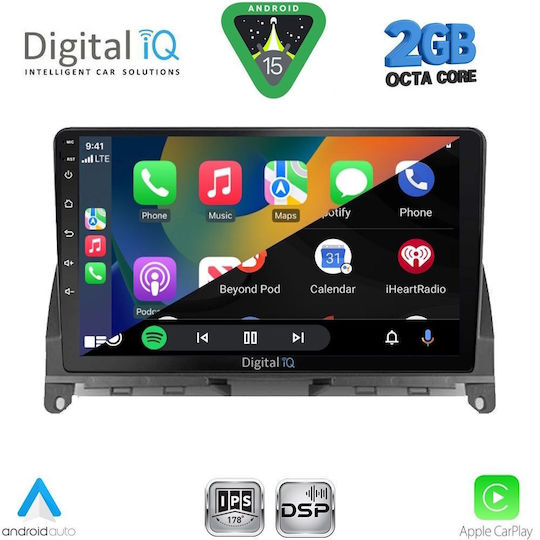 Digital IQ Car Audio System for Mercedes-Benz C Class 2007-2011 (Bluetooth/USB/WiFi/GPS/Apple-Carplay/Android-Auto) with Touch Screen 9"