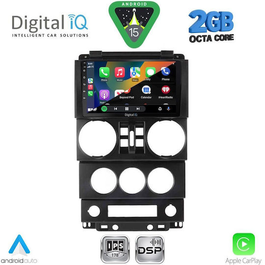 Digital IQ Car Audio System for Jeep Wrangler 2006-2011 (Bluetooth/USB/WiFi/GPS/Apple-Carplay/Android-Auto) with Touch Screen 9"