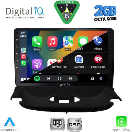 Digital IQ Car Audio System for Peugeot 206 1998-2006 (Bluetooth/USB/WiFi/GPS/Apple-Carplay/Android-Auto) with Touch Screen 9"