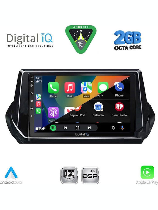 Digital IQ Car Audio System for Peugeot 208 2008 (Bluetooth/USB/WiFi/GPS/Apple-Carplay/Android-Auto) with Touch Screen 9"