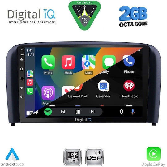 Digital IQ Car Audio System for Volvo S80 1999-2006 (Bluetooth/USB/WiFi/GPS/Apple-Carplay/Android-Auto) with Touch Screen 9"