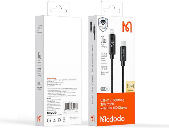 Mcdodo LED / Braided USB-C to Lightning Cable 36W Black 1.2m (CA-7990)
