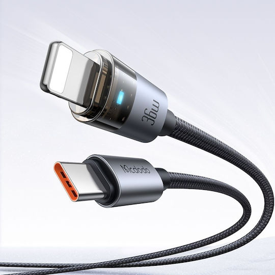 Mcdodo Редовна USB-C към Lightning кабел 36W Черен 1.2м (CA-6940)