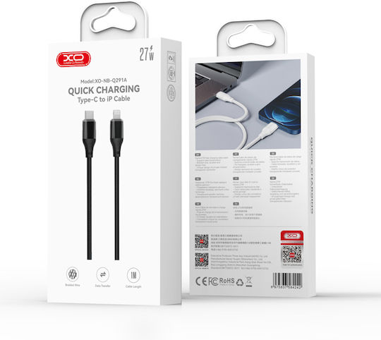XO Braided USB-C To Lightning Cable 27W Black 1m 16.005.0383