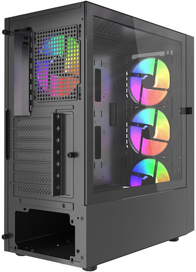 Gembird Fornax 200 Gaming Midi Tower Κουτί Υπολογιστή με Πλαϊνό Παράθυρο Μαύρο