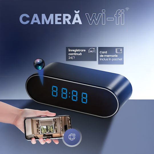 Cameră De Supraveghere În Ceas Wifi 1080p Full Hd Card De 128gb Inclus Viziune Nocturnă Detectare Mișcare Alerte Telefon Înregistrare Audio Video Aplicație Ios Android Supraveghere Acasă Birou