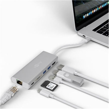 Goobay USB-C Docking Station με HDMI 4K PD Ethernet Ασημί (76788)