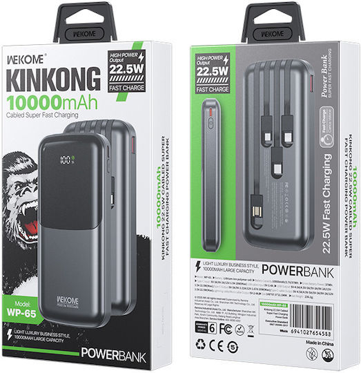 WK WP-65 Power Bank 10000mAh 22.5W Power Delivery / Quick Charge Μαύρο