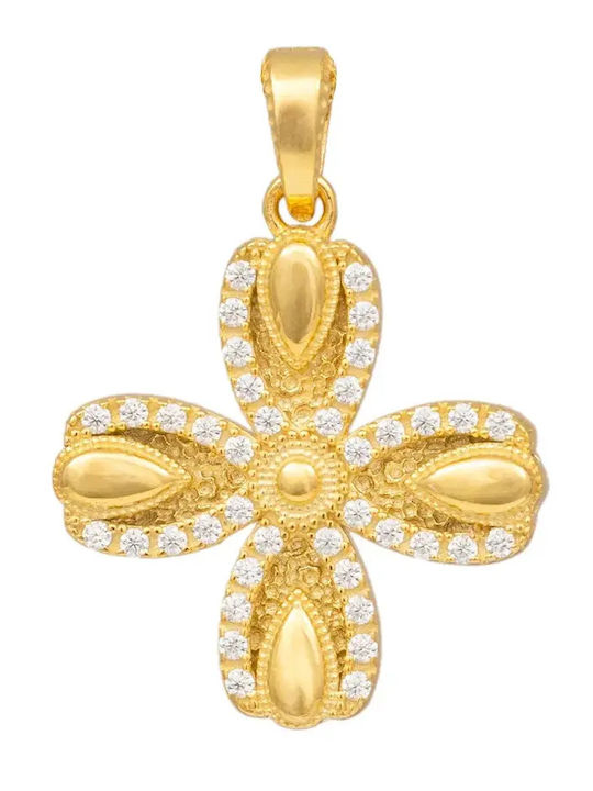 Damen Gold Byzantiner Kreuz 14K Ohne Kette