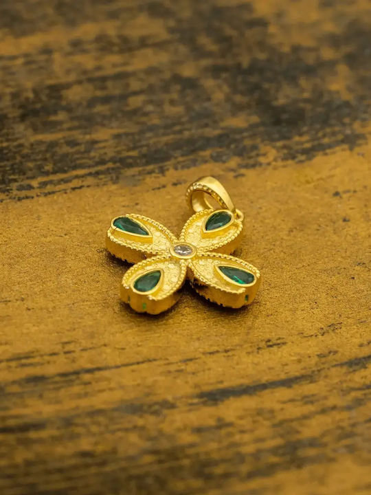 Damen Gold Byzantiner Kreuz 14K Ohne Kette
