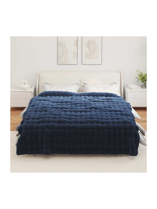 vidaXL Pelzige Decke Übergröße 220x240cm Meeresblau