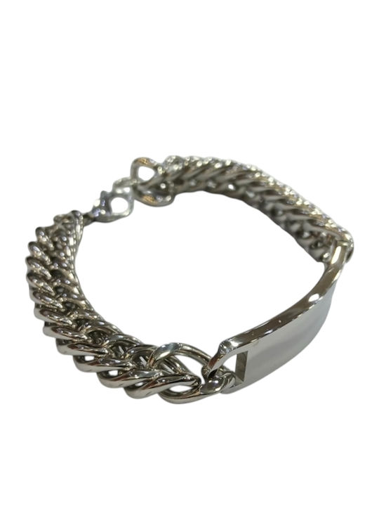 Kalliopi Silver Ανδρικό Βραχιόλι Ταυτότητα από Ατσάλι 22cm