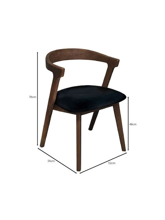 Sandra Dining Room Artificial Leather Chair Walnut, Black 52x56x76cm 2pcs