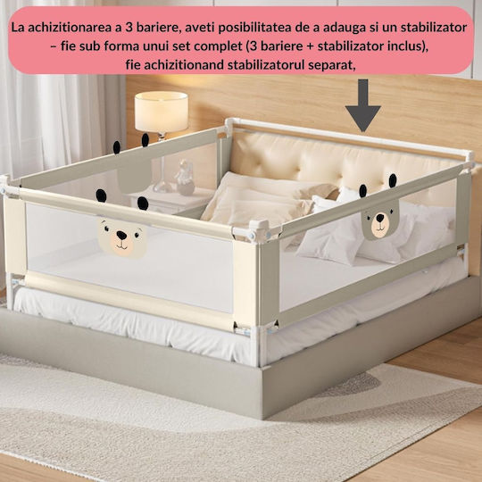 Kidizi Bară de protecție pentru pat Montaj simplu din Metal în Culoare Bej 1buc