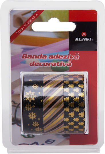 Kunst Glamour Decorative Adhesive Tape Set 3 Pcs 500x1.5 Cm
