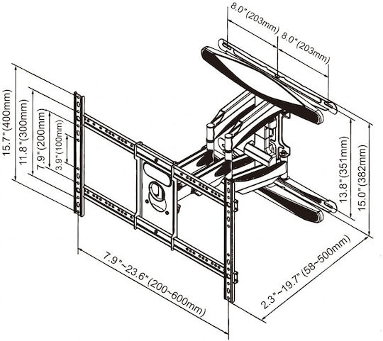 Gart Lcd Led Tv Mount 40-75" 45 Kg Vertical Horizontal Adjustment 58-380 Mm Max Vesa 600x400