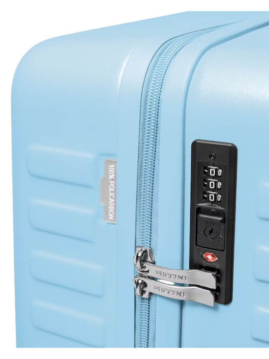Puccini Munich Cabin Hard Suitcase Blue with 4 Wheels Height 53.5cm