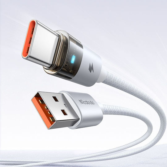 Mcdodo Regular USB 2.0 Cablu USB-C bărbătesc - USB-A 66W Alb 1.2m