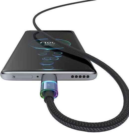Mcdodo LED Braided USB 2.0 Cable USB-C Male - USB-A 66W Black 1.2m CA-8180