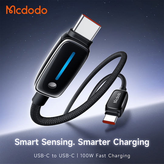 Mcdodo LED USB 2.0 Cable USB-C male - USB-C 100W Μαύρο 1.2m CA-0100