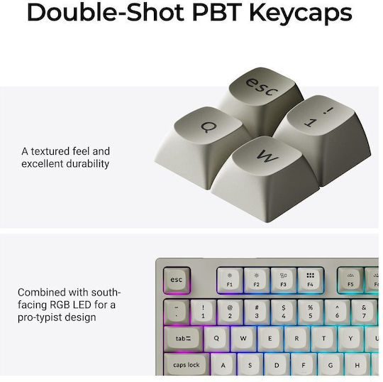 C1 Pro 8K Tastatură de Gaming Mecanică cu Comutatoare Keychron Super Brown și Iluminare RGB C1PX-M3 (Engleză US) Alb