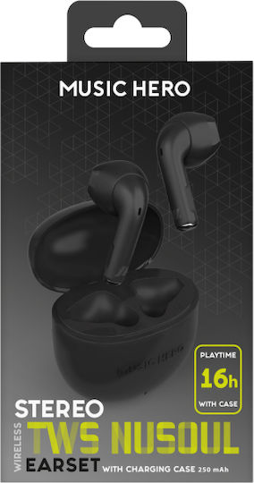 Music Hero In-Ear Безжични Слушалки Bluetooth Слушалки с Калъф за Зареждане Черни
