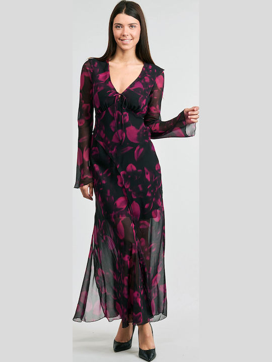 Maxi Abendkleid mit Rüschen Lila