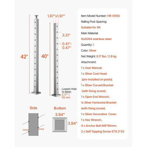 Vevor Garden Fencing Material 1pcs Silver