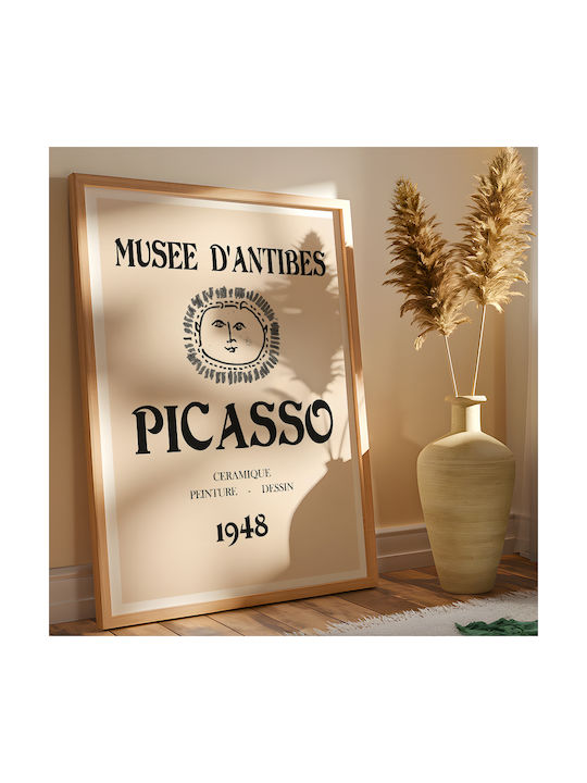 Poster Pablo Picasso Musee Antibes 1948 Art248 21cm X 30cm Frame Natural Wood Beige