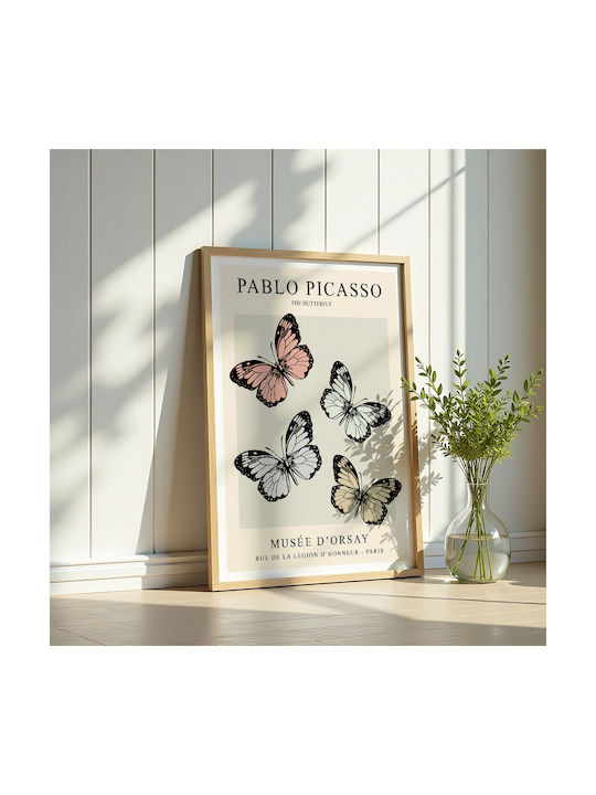 Poster Pablo Picasso Butterfly Art249 30cm x 40cm Premium Black Wooden Frame