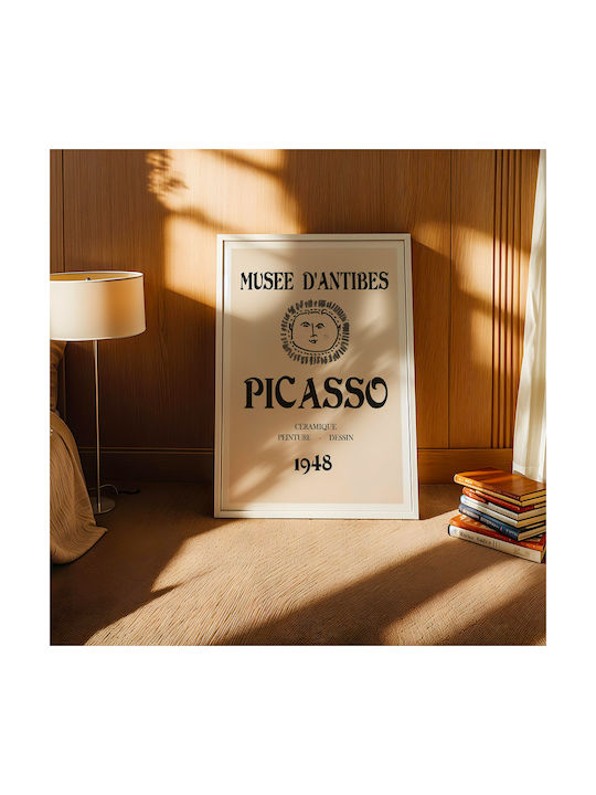 Poster Pablo Picasso Musee Antibes 1948 Art248 21cm X 30cm Frame Natural Wood Beige