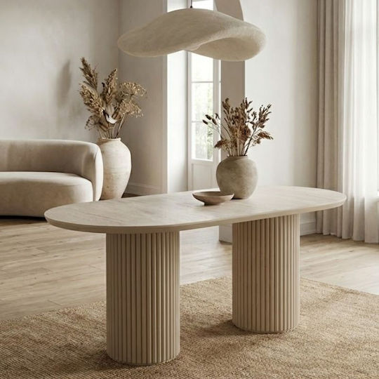 Hazar Masă Sala de mese Lemnoasă Travertine - Sandstone 180x90x77buc