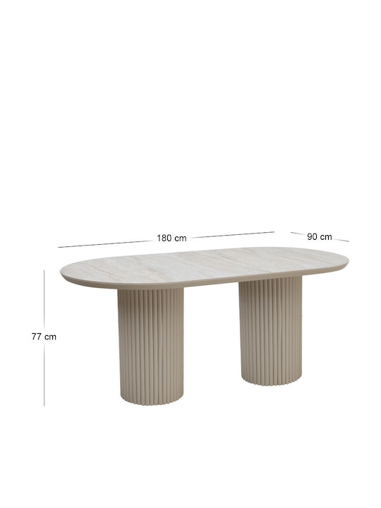 Hazar Table Dining Room Wooden Travertine - Sandstone 180x90x77cm