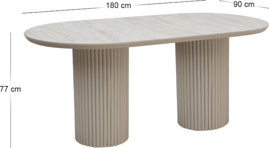 Hazar Masă Sala de mese Lemnoasă Travertine - Sandstone 180x90x77buc