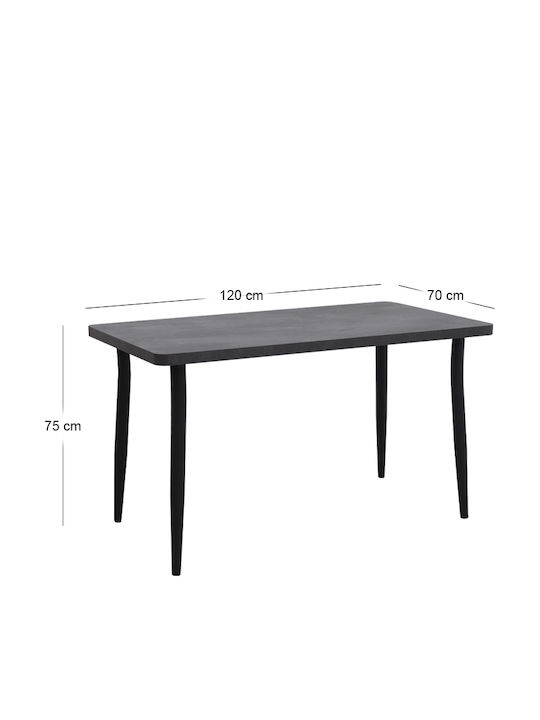 Levico Table Dining Room Wooden Dark Concrete Grey 120x70x75cm