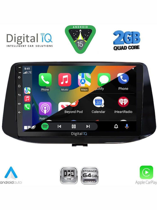 Digital IQ Car Audio System for Hyundai i30 2018 (Bluetooth/USB/WiFi/GPS/Apple-Carplay/Android-Auto) with Touch Screen 9"