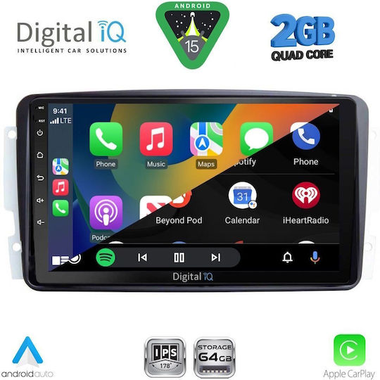Digital IQ Car Audio System for Mercedes-Benz CLK Class 2000-2004 (Bluetooth/USB/WiFi/GPS/Apple-Carplay/Android-Auto) with Touch Screen 9"