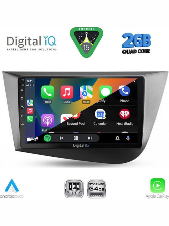 Digital IQ Car Audio System for Seat Leon 2005-2012 (Bluetooth/USB/WiFi/GPS/Apple-Carplay/Android-Auto) with Touch Screen 9"