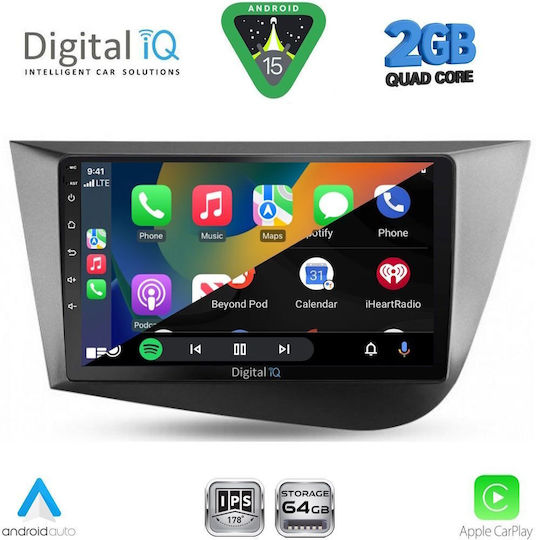 Digital IQ Car Audio System for Seat Leon 2005-2012 (Bluetooth/USB/WiFi/GPS/Apple-Carplay/Android-Auto) with Touch Screen 9"