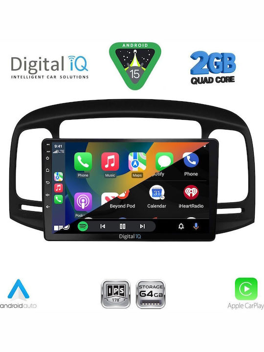 Digital IQ Car Audio System for Hyundai Accent 2005-2012 (Bluetooth/USB/WiFi/GPS/Apple-Carplay/Android-Auto) with Touch Screen 9"