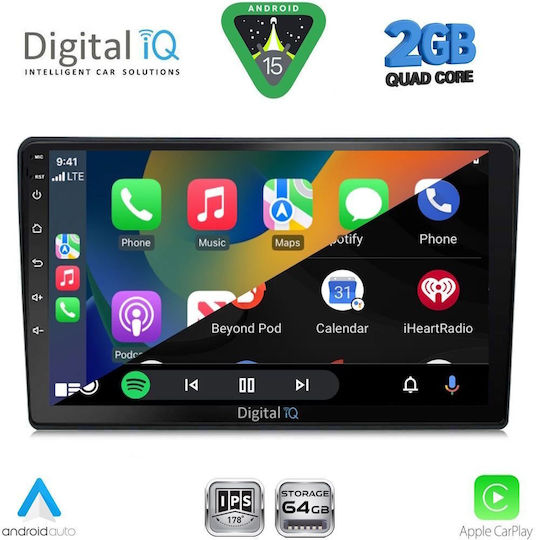 Digital IQ Car Audio System for Audi A4 2002-2008 (Bluetooth/USB/WiFi/GPS/Apple-Carplay/Android-Auto) with Touch Screen 9"