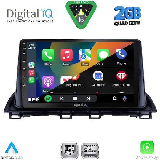 Digital IQ Car Audio System for Mazda 3 2014-2019 (Bluetooth/USB/WiFi/GPS/Apple-Carplay/Android-Auto) with Touch Screen 9"